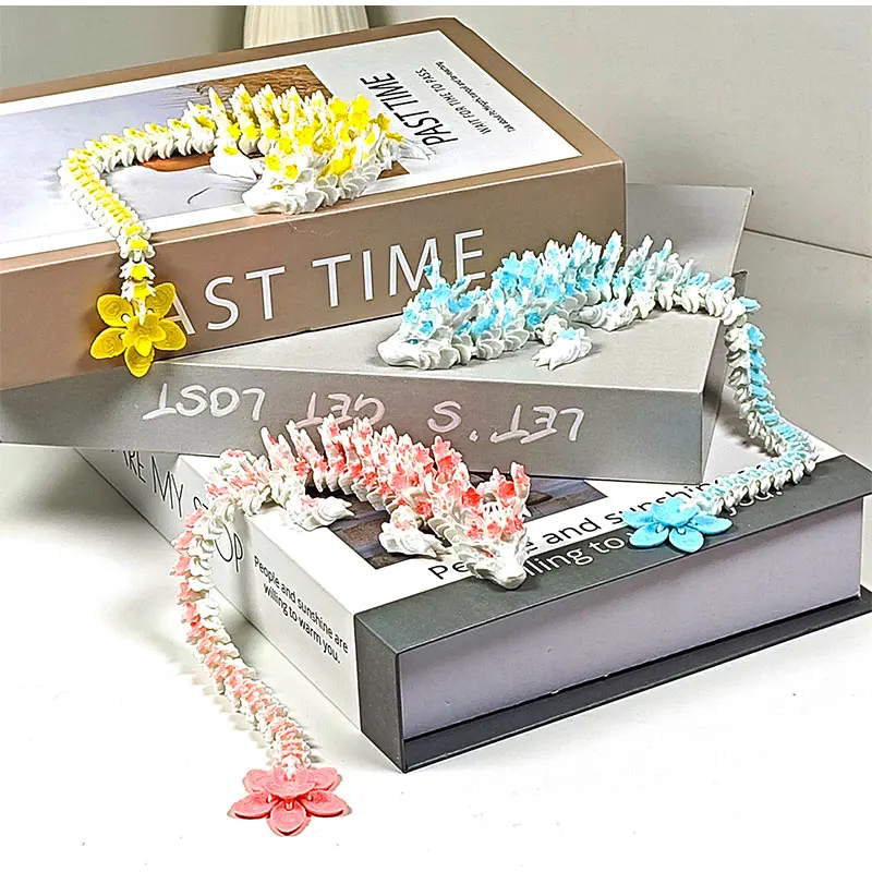 3D Printed Crystal Dragon Articulated Dragon Fidget Toy Cherry Blossom Dragon Home Office Decor Birthday Gift For Boys 2025 - Image 2