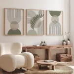 Nordic Sage Green Botanical Posters Prints Pictures Abstract Boho Geometric Wall Art Canvas Painting for Living Room Home Decor