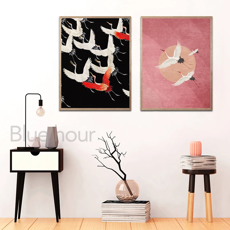 Red Crane Hokusai Eclectic Gallery Wall Art Prints Blue Heron Canvas Painting Nordic Posters Coastal Wall Pictures Home Decor - Image 5