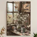 No frame included waterproof canvas is durable and does not fade, Material: canvas-wild flower canvas art in country farmhouse
