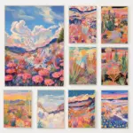 Midcentury Modern Abstract Western Botanical Sunset Poster Japanese Landscape Canvas Painting Matisse Wall Art Room Home Decor