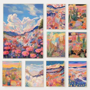 Midcentury Modern Abstract Western Botanical Sunset Poster Japanese Landscape Canvas Painting Matisse Wall Art Room Home Decor