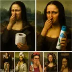 Mona Lisa Funny Toilet Canvas Print Poster Vintage Abstract Art Figure Painting Wash Room Toilet Hallway Wall Art Home Decor