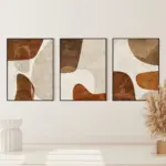 Abstract Beige Tan Wall Art Prints Set of 3 Textured Posters Tan Minimalist Canvas Paintings Modern Living Room Home Decoration