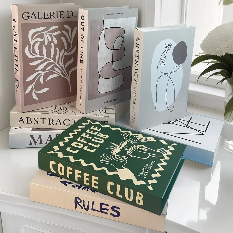 Open Luxury Fake Book Storage Box Abstract Decorative Books Design Coffee Table Books Bedroom Shelf Ornament Interior Home Decor