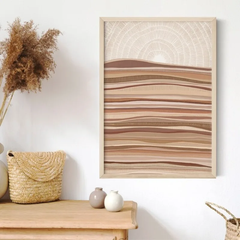 Abstract Earth Tones Line Geometry Poster Boho Contemporary Beige Neutral Canvas Painting Wall Art for Living Room Home Decor - Image 5