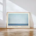 Serene Sky and Birds Poster | Abstract Print for Bedroom, Office, Entryway, Lounge Room Blue Minimalist Rothko-Inspired Wall Art