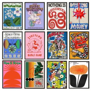 Vintage Abstract Classic Posters Retro Mind Maze Print Mid Century Wall Art Canvas Painting for Club Living Room Home Decor