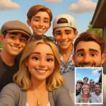 Custom Cartoon Canvas Art Personalized photo transformed into cartoony style vibrant anime design for birthday and holiday gifts