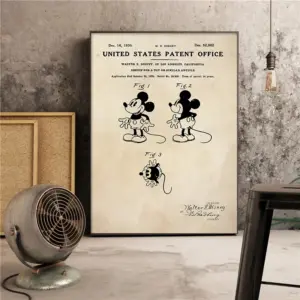 Retro Design Draft Mickey Mouse Walt DisneyPoster HD Print Vintage Comic Manga Canvas Painting Wall Art Decor Frameless Cuadros