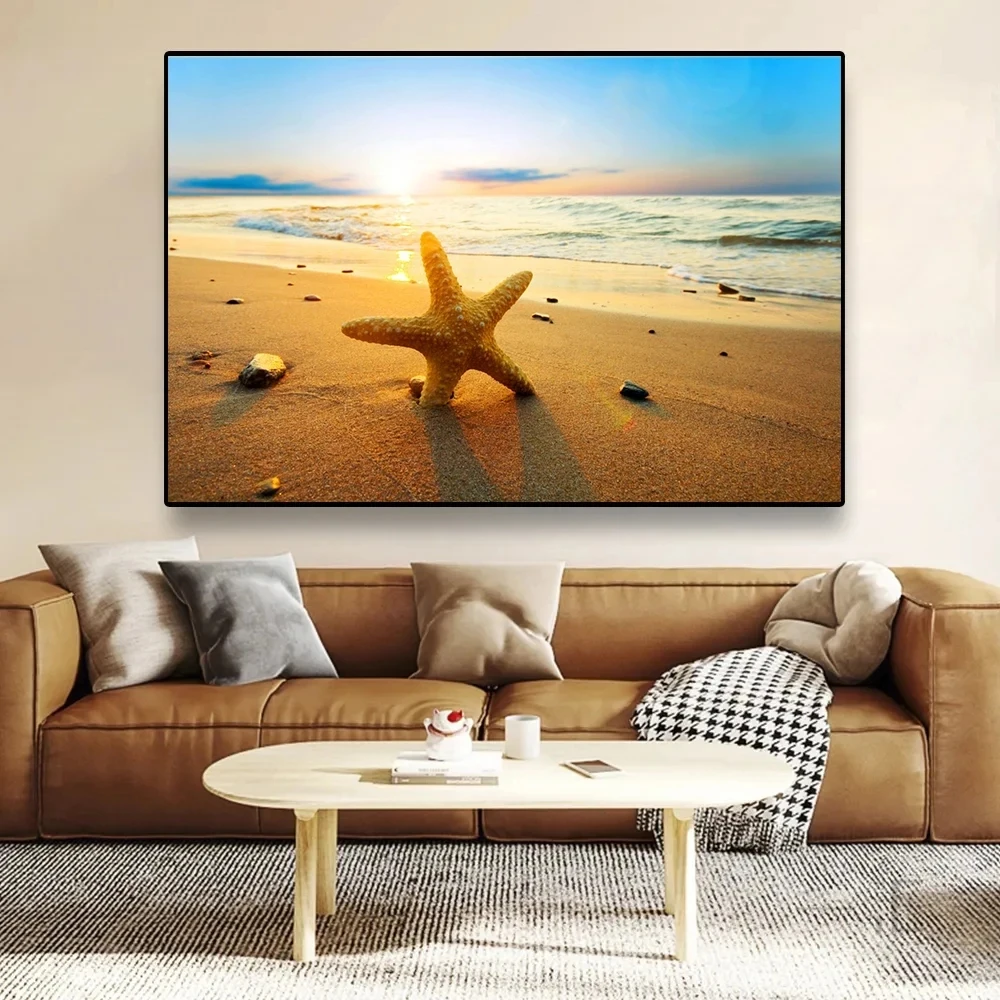 Sunset Hawaii Beach Posters Gold Sea Landscape Canvas Paintings Tropical Palm Tree Wall Art Pictures Living Room Home Decor - Image 6