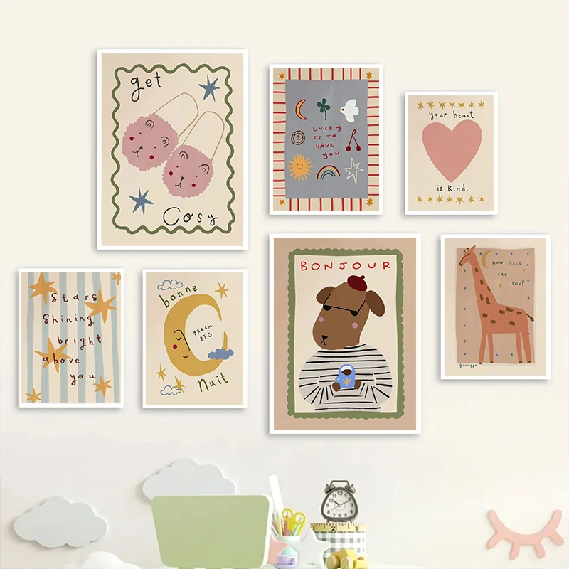 Bohemian Sun Moon Animal Cartoon Illustration Poster Prints Canvas Painting Wall Art Picture Living Kindergarten Room Home Decor - Image 2