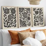 Boho Beige Black Abstract Floral Botanical Flower Poster Print Canvas Painting Neutral  Minimalist Wall Picture Home Decoration