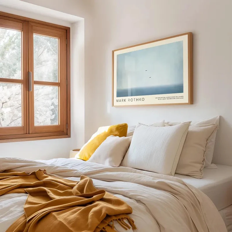 Blue Minimalist Rothko-Inspired Wall Art Serene Sky and Birds Poster | Abstract Print for Bedroom, Office, Entryway, Lounge Room - Image 3