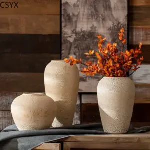 Creative Korean Rustic-Inspired New Chinese Simple Ceramic Vase - Perfect Tabletop/Hotel Decor, Elevate Room & Chambre Ambiance