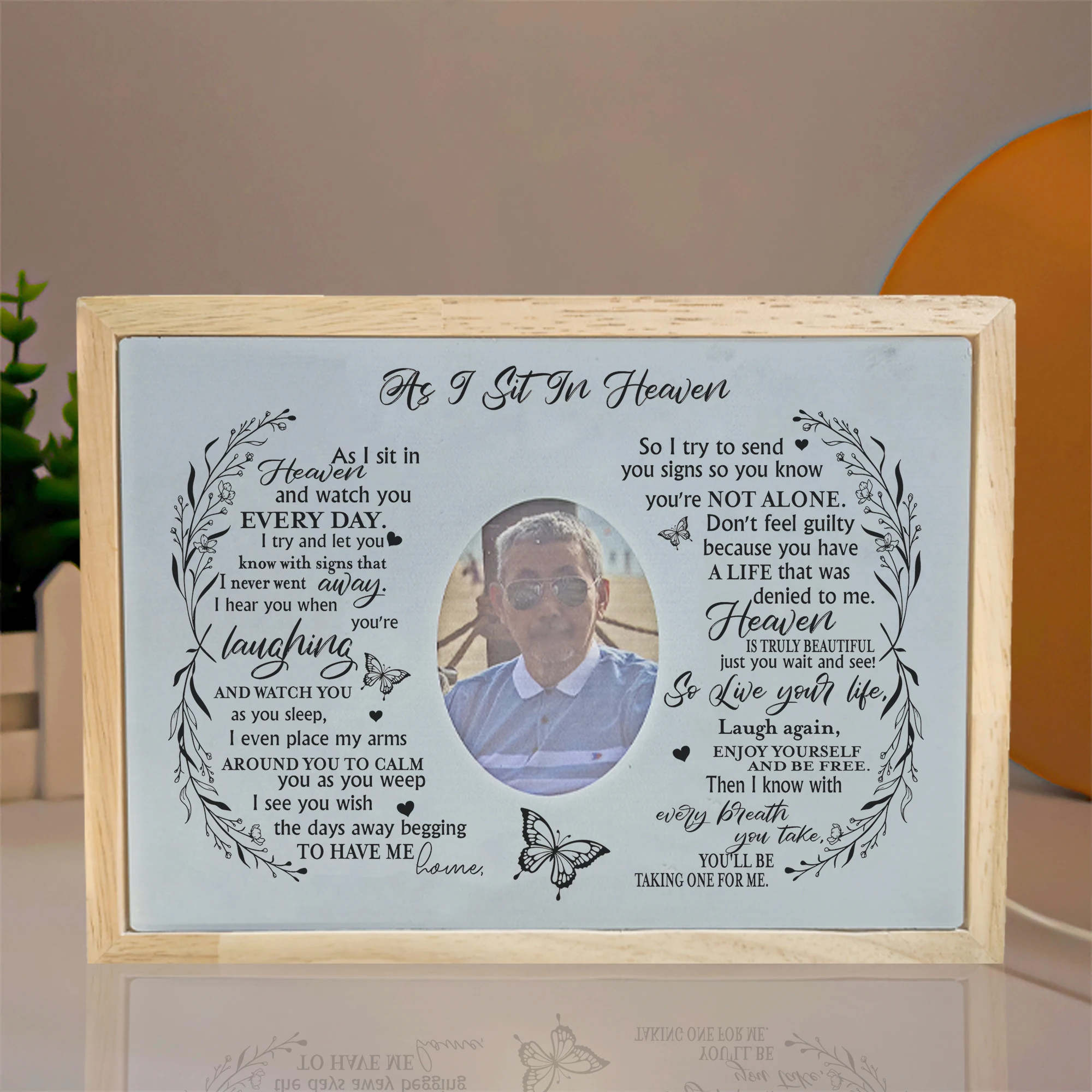 Personalized In Memory of Loved Lamp with Custom Photo Night Light Up Picture Frames as a Unique Memorial Family Friends Gift - Image 5