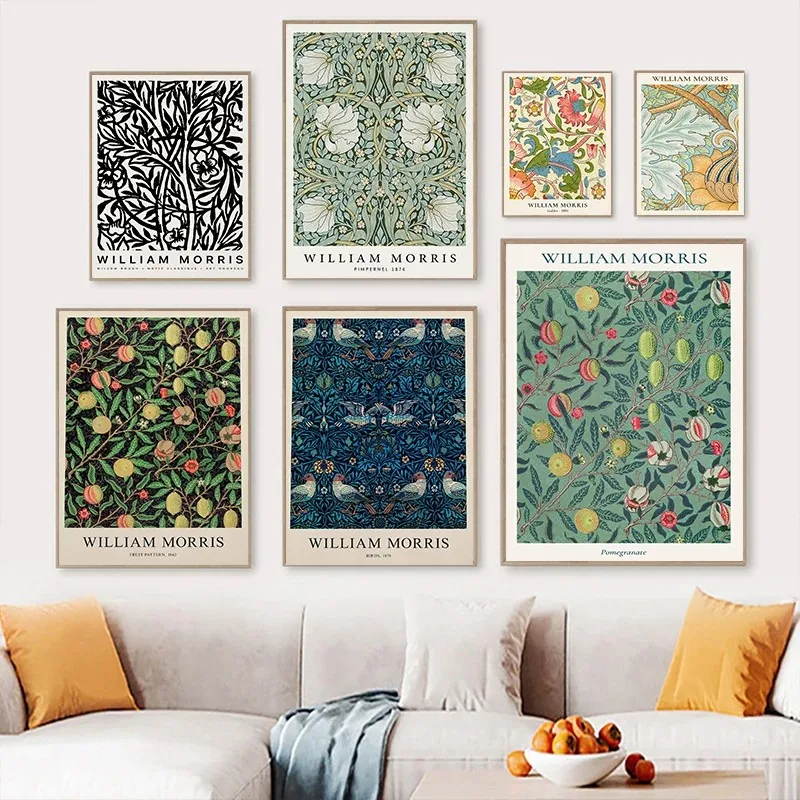 Abstract William Morris Flower Leaf Bird Canvas Painting Nordic Posters And Prints Wall Art Pictures For Living Room Home Decor - Image 2