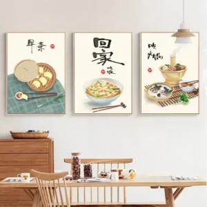 Modern Chinese Characters Food Canvas Art Painting Prints Wall  Decorative Poster for Living Room Restaurant Home Decor Picture