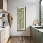 Sage Green Bauhaus Frameless Poster, Long Narrow Art, Wide Art Print, Abstract Long Vertical Wall Art, Large Unframed Canvas