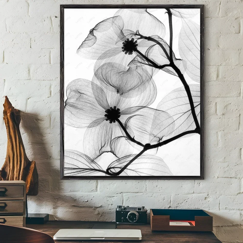 Black and white plant flowers, HD canvas print wall art poster, suitable for home, living room, room, bar decoration - Image 3