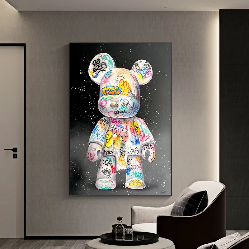 Cartoon Cute Beer Graffiti Canvas Painting Cartoon Character Pop Art Posters Street Wall Art Picture for Home Kawaii Room Decor - Image 4