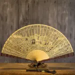 Handmade Sandalwood Fan Chinese Style Sandalwood Folding Fan Latte Craft Gift Ornament