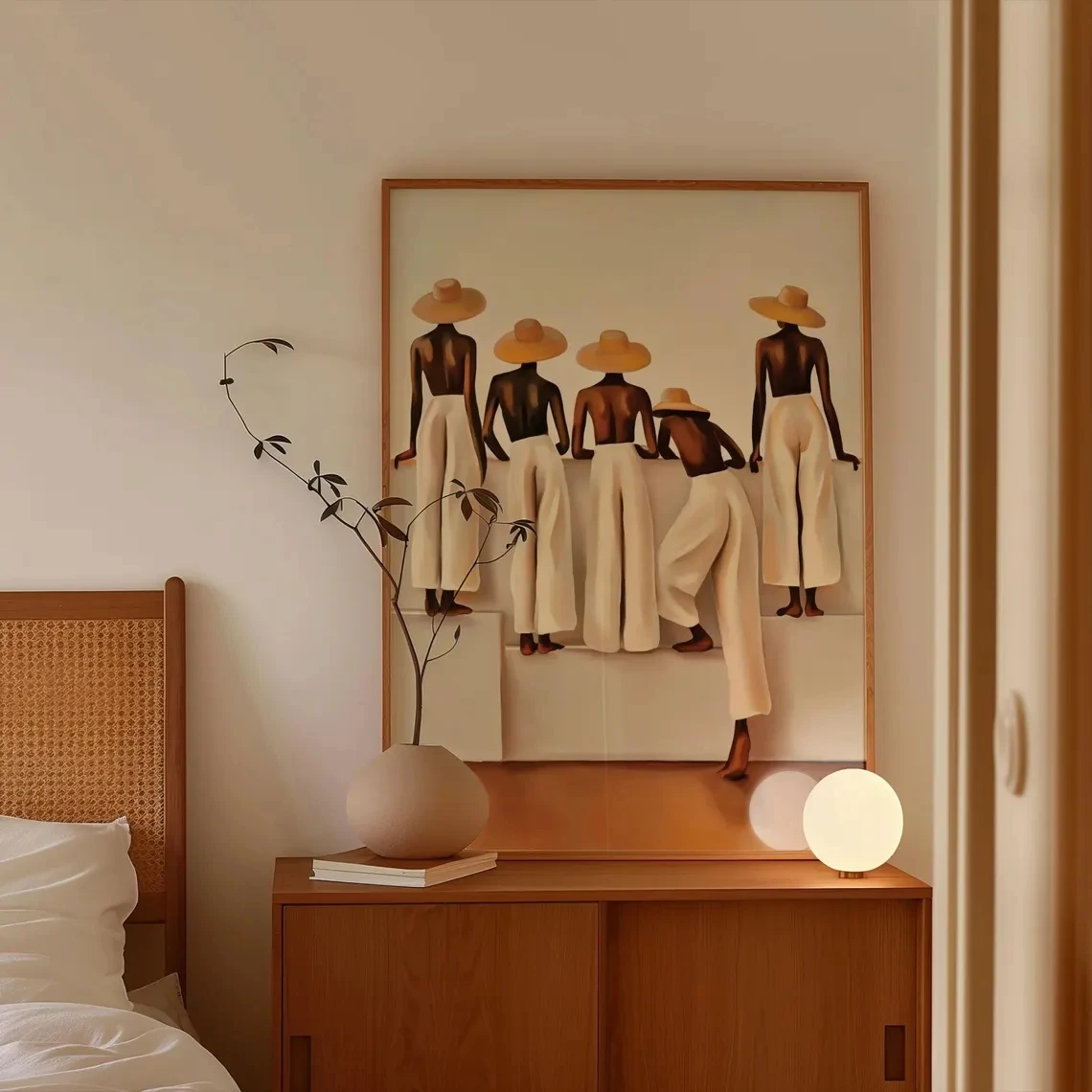 Beige Female Silhouette Wall Art Boho Printable Poster Wall Decor Minimalist Neutral Abstract Women Canvas Picture Home Decor - Image 2