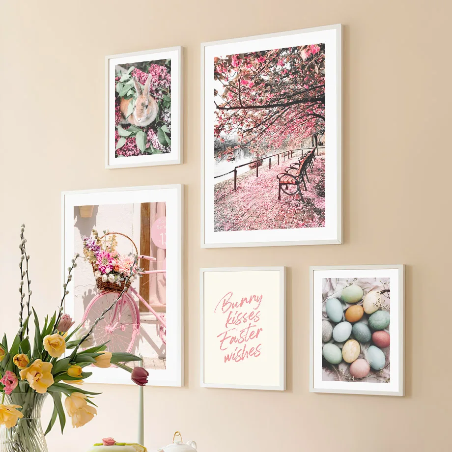 Easter Spring Pink Sakura Farmhouse Fresh Flower Romantic Posters Canvas Painting Wall Art Pictures For Living Room Home Decor - Image 2