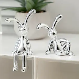 Long-Eared Rabbit Double Statue Cartoon Decoration Accessories Living Room Bedroom Car Decoration Desktop Decorative Ornamet 2PC