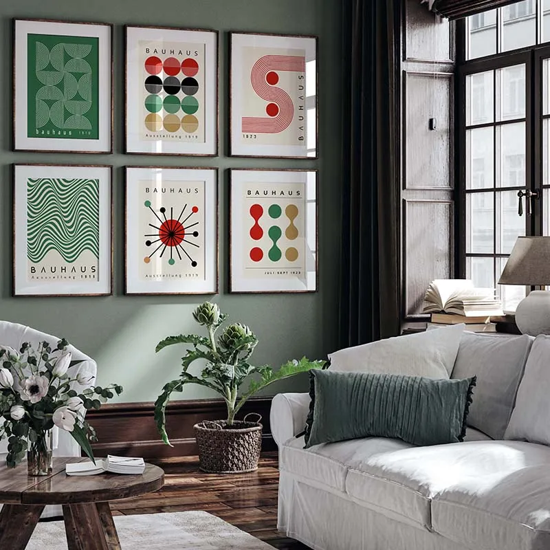 Modern Bauhaus Geometric Exhibition Poster Abstract Minimalist Canvas Prints Pictures for Living Room Wall Decor No Frame - Image 2