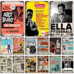 MISES JAZZ Metal Plaque Music Metal Poster Home Cafe Metal Sign Poster Wall Decorative Classic Metal Plate Industrial Decor
