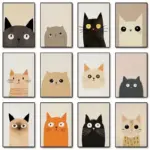 Minimalist Cute Cat Art Poster Modern Cartoon Animal Canvas Painting Printing Home Bedroom Living Room Kids Room Decoration