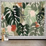 1pc Banana leaf and hibiscus flower pattern tapestry, made of polyester, machine washable, suitable for bedrooms living rooms.