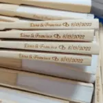 50Pcs Custom Engraved Silk Folding Hand Fans with Organza Bag, Wedding Christening Party Favors for Bridal, Baptism, Event Decor