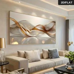 Modern Luxurious Abstract Flat 2D Lines Canvas Wall Art Print - Large Horizontal Home Decor & Gifts