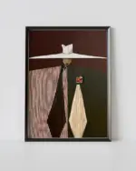 Minimalist Woman in White Hat Canvas Prints Modern Figurative Wall Art Stylish Cocktail Illustration Contemporary Fashion Poster