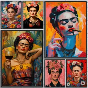 Hot ART F-Frida Kahlo ANIME Canvas Poster Crease Free Waterproof Durable Ideal Wall Decor for Home All Spaces