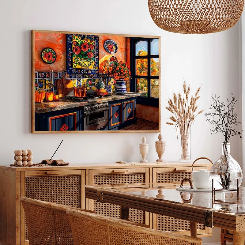 Nordic Traditional Farmhouse Kitchen Still Life Cactus Poster Colorful Landscape Canvas Paintings Wall Art Pictures Home Decor - Image 2