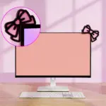 1-2Pcs Kawaii Bow Monitor Decor Pink Acrylic Bowknot PC Accessories Cute Desktop Decoration for Gaming Setup Screen Home Office