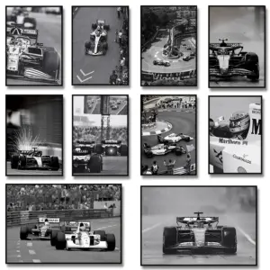 Vintage Black and White Monaco Racing Sports Car Race Track Photography Poster and Printed Canvas Painting Wall Art Home Decor