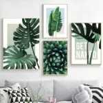 Nordic Minimalist Aesthetics Wall Art Cactus Agave Plant HD Oil on Canvas Poster Print Home Living Room Bedroom Decoration Gift