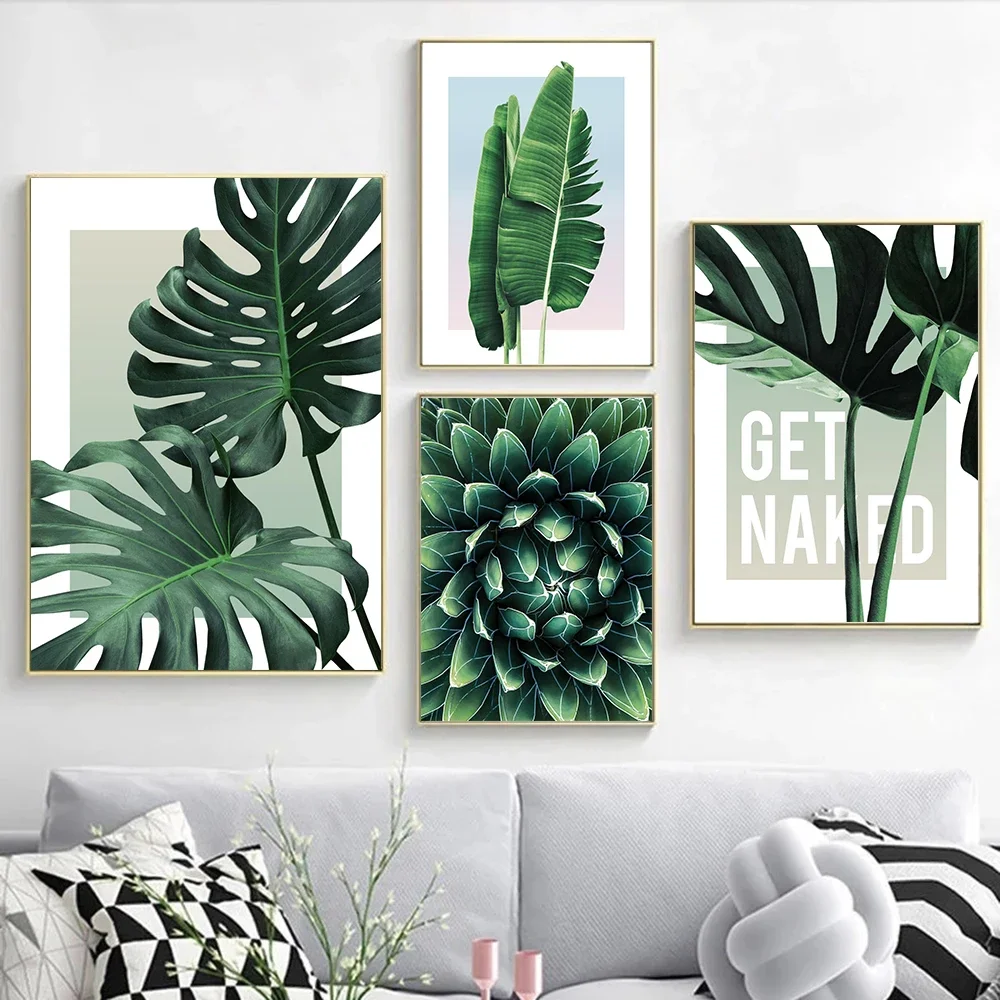 Nordic Minimalist Aesthetics Wall Art Cactus Agave Plant HD Oil on Canvas Poster Print Home Living Room Bedroom Decoration Gift