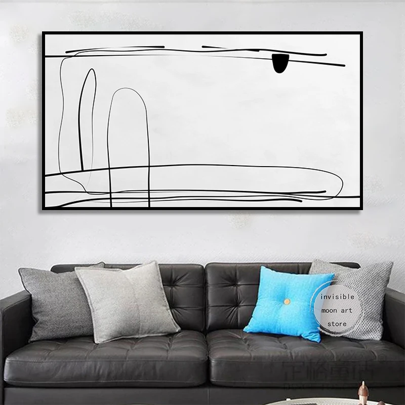 Abstract Simple Minimalist Style Black White Geometric Lines Art Posters Canvas Painting Wall Prints Picture for Room Home Decor - Image 3