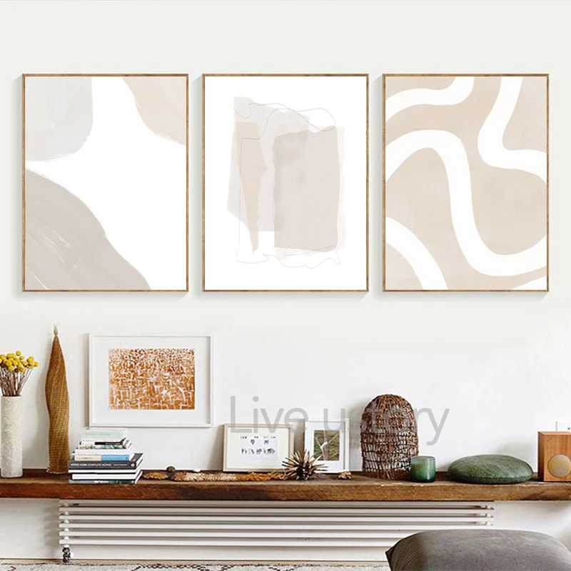 Earth Tone Abstract Geometry Canvas Painting Beige Gray Neutral Color Poster Wall Pictures Boho Wall Art Print Living Room Decor - Image 4