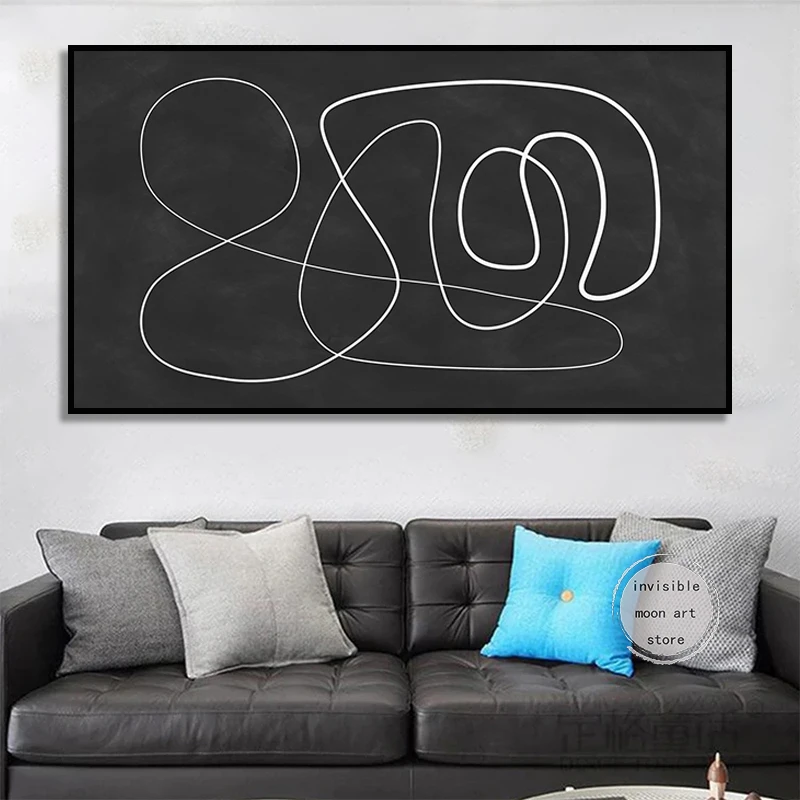 Abstract Simple Minimalist Style Black White Geometric Lines Art Posters Canvas Painting Wall Prints Picture for Room Home Decor - Image 2