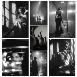 Black And White Temptation Mysterious Silhouette Of Women By The Window Artistic Design Poster Canvas Print Home Wall Decoration