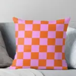 Pink Checkerboard Plaid Pattern Pillowcase Printed Decorative  Home Sofa Decor Geometric