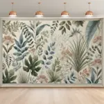 1pc vibrant green leaf and floral tapestry made of polyester, machine washable, suitable for bedrooms and living rooms.
