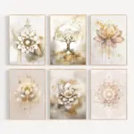 Watercolor Tree of life Lotus Mandala Mindfulness & Meditation Spiritual Zen Poster Wall Art Pictures Canvas Painting Home Decor