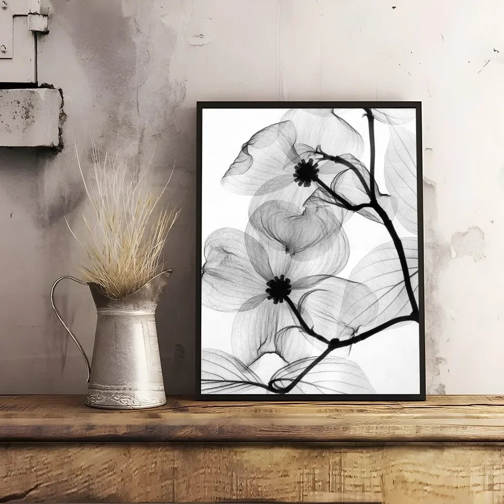 Black and white plant flowers, HD canvas print wall art poster, suitable for home, living room, room, bar decoration - Image 2